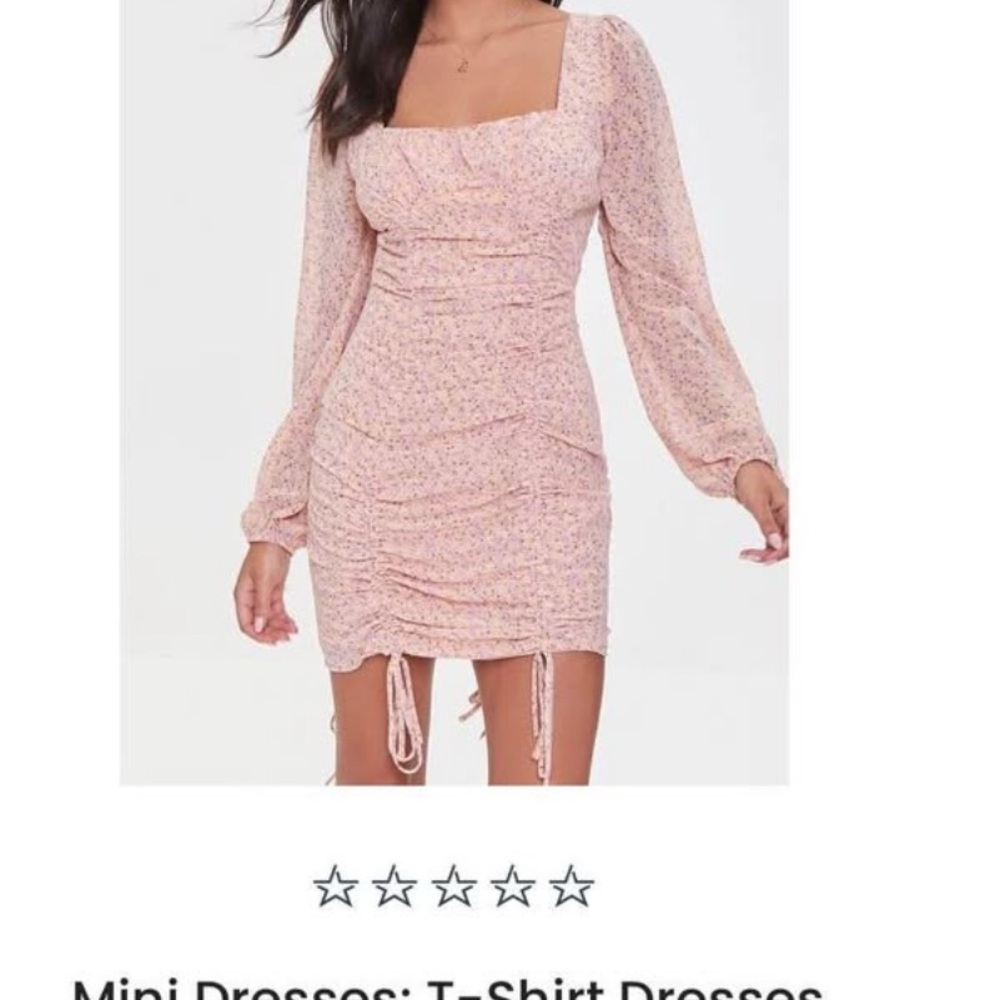 Forever 21 Pink Floral Long Sleeve Dress